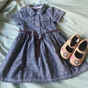 Polka dot Jean dress for infant